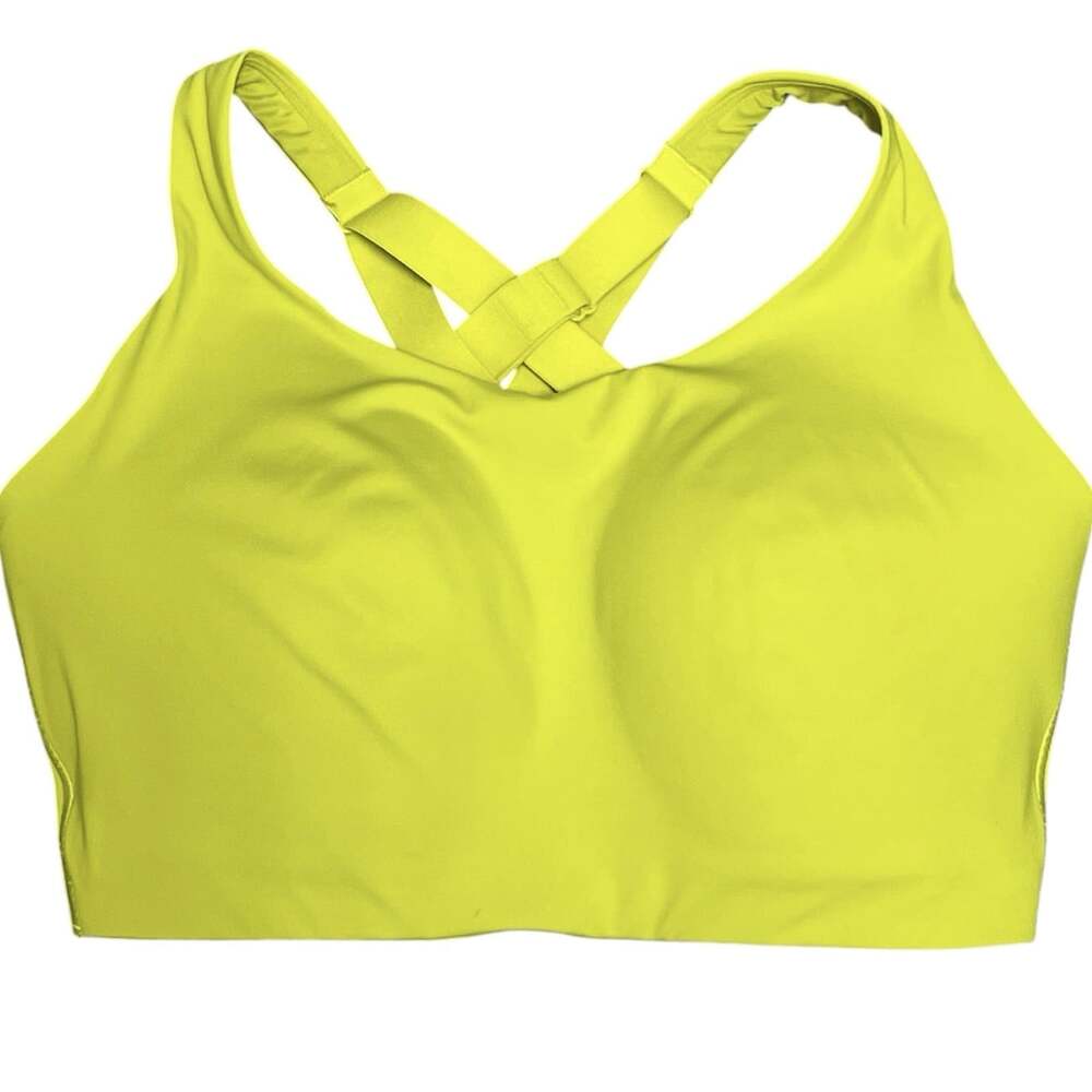 Lululemon Energy Bra High Support 36DDD Yellow Serpentine Crossback Running EUC